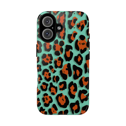 Teal & Rust Leopard Phone Case — Tough Protective Animal Print