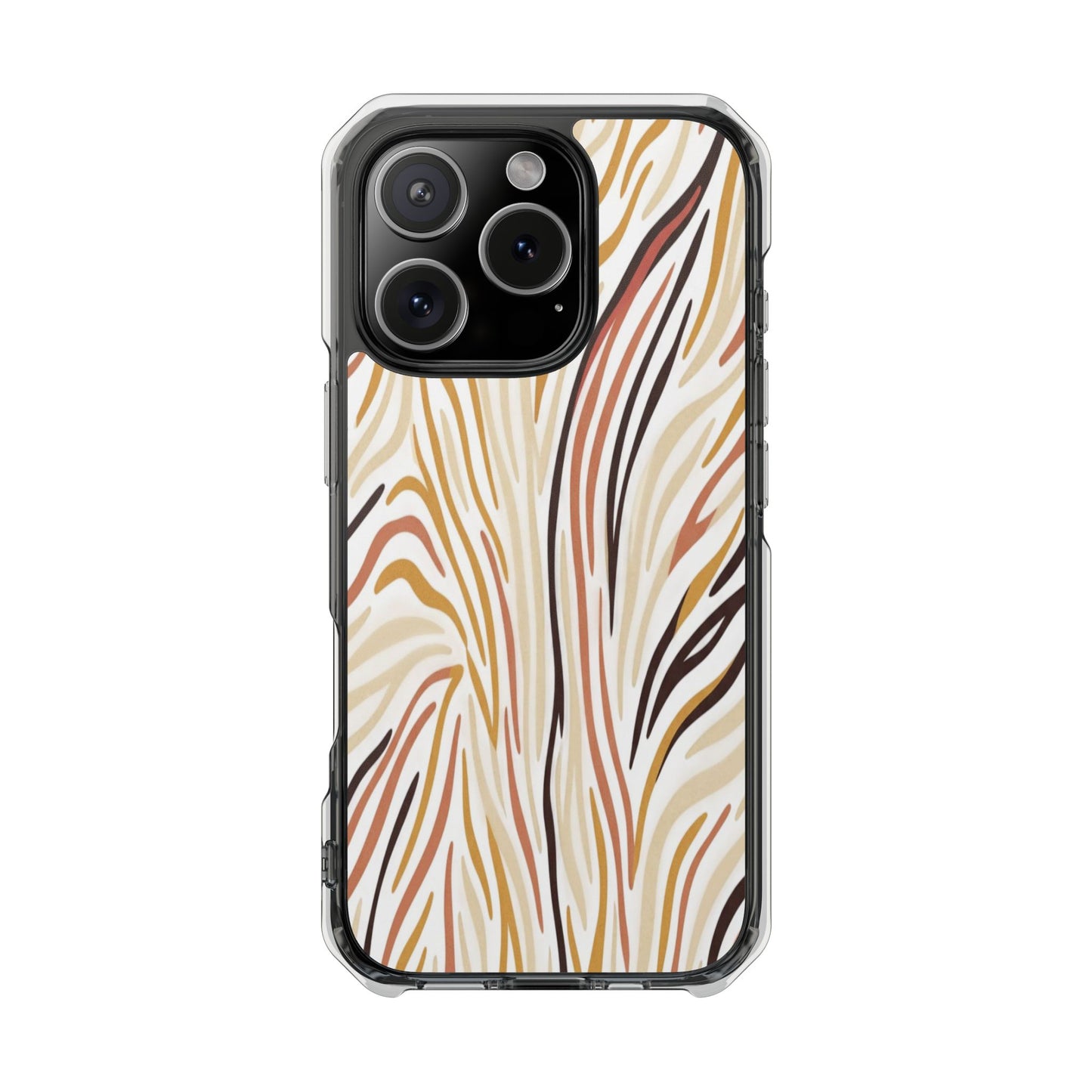 Clear Magnetic Phone Case — Neutral Abstract Marble Wave Design
