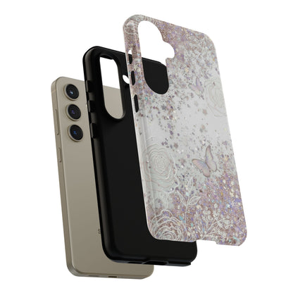 Butterfly Glitter Tough Phone Case — Floral Sparkle Protective Case