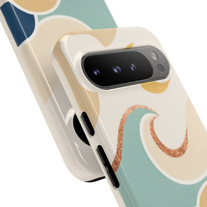Sea Breeze Tough Phone Case — Retro Waves & Shells Design