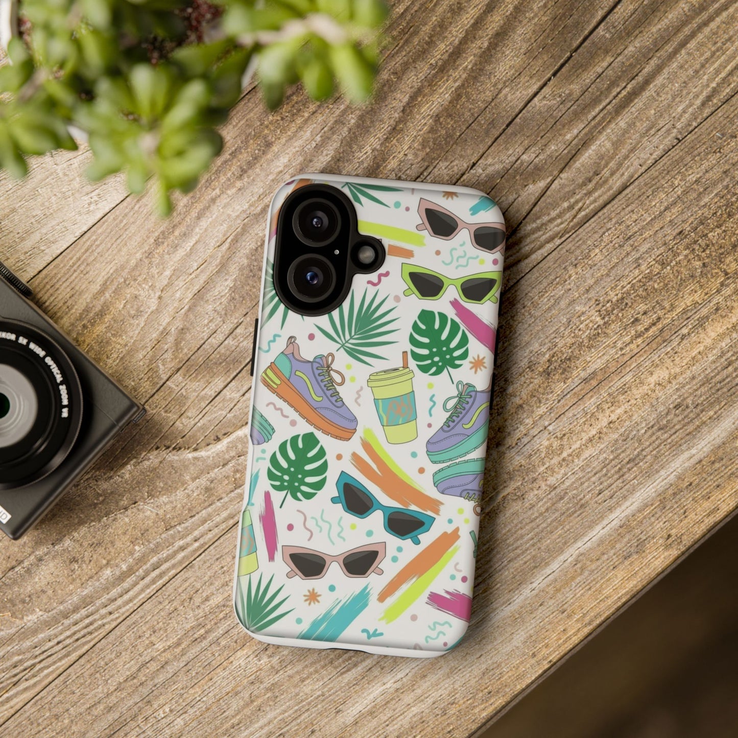 Tough Cases — Colorful Retro Sneakers & Sunglasses Phone Case