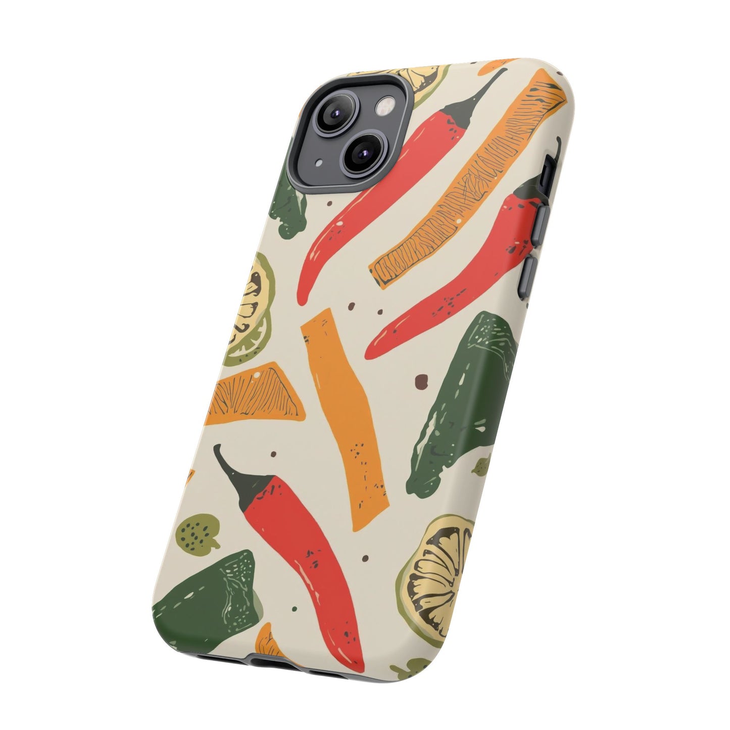 Spicy Peppers Phone Case – Colorful Chili, Lime & Citrus Pattern