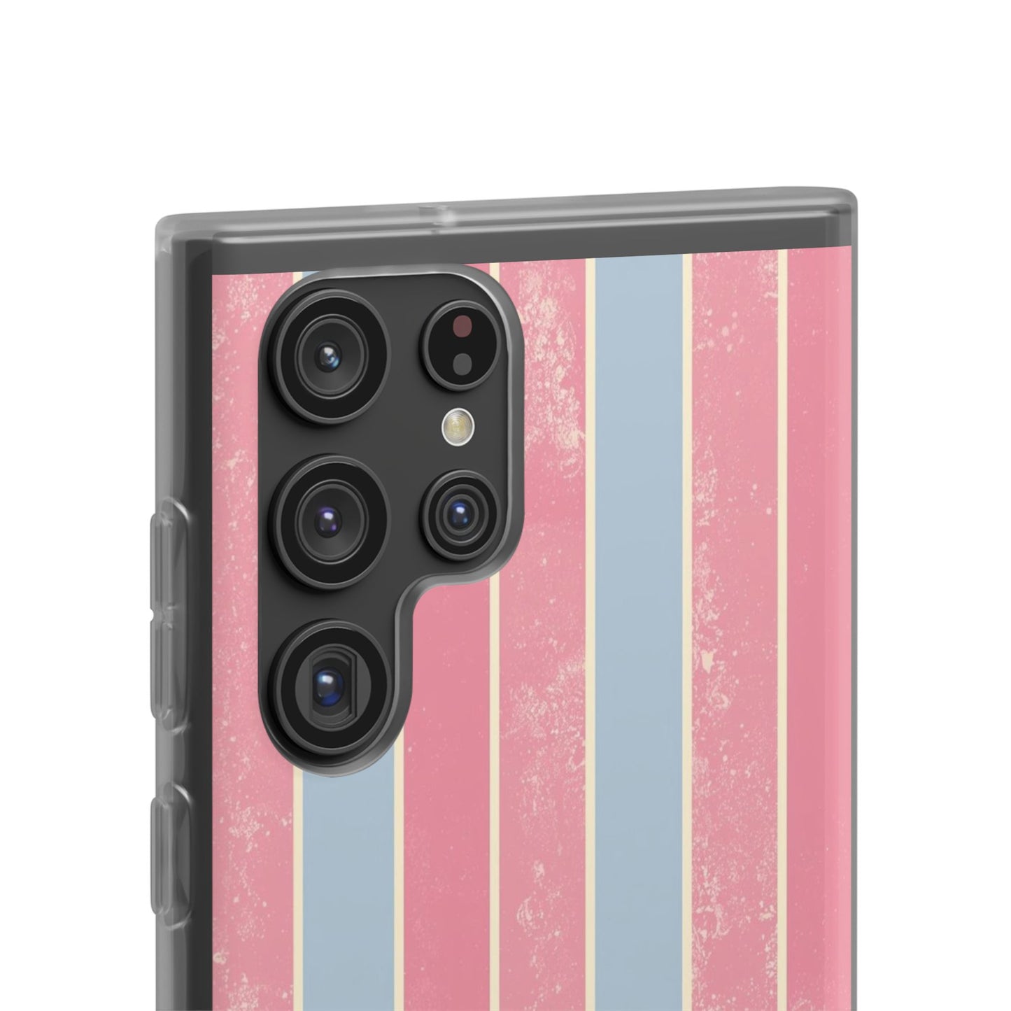 Striped Pink & Blue Phone Case — Retro Pastel Flexi Case