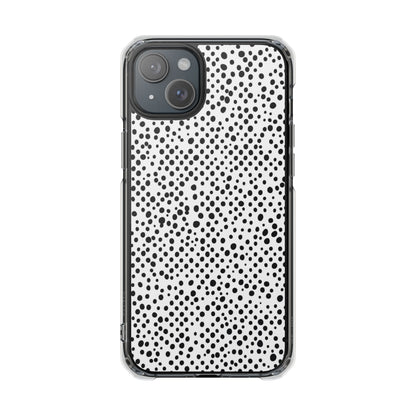 Clear Magnetic Phone Case — Black & White Speckled Pattern