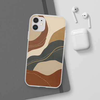 Abstract Earth Tone Phone Case — Boho Wavy Flexi Case