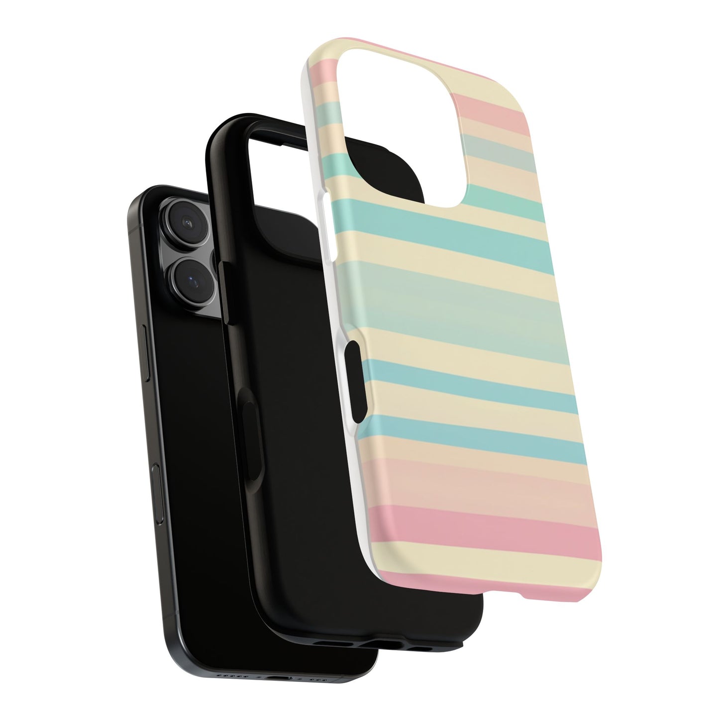 Pastel Striped Tough Phone Case – Protective Retro Rainbow Design