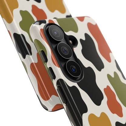 Camouflage Pattern Tough Phone Case – Retro Olive, Rust & Mustard Protective Cover