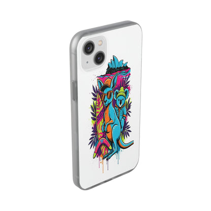 Kangaroo & Koala Surf Phone Case — Neon Aussie Beach Vibes Flexible Case