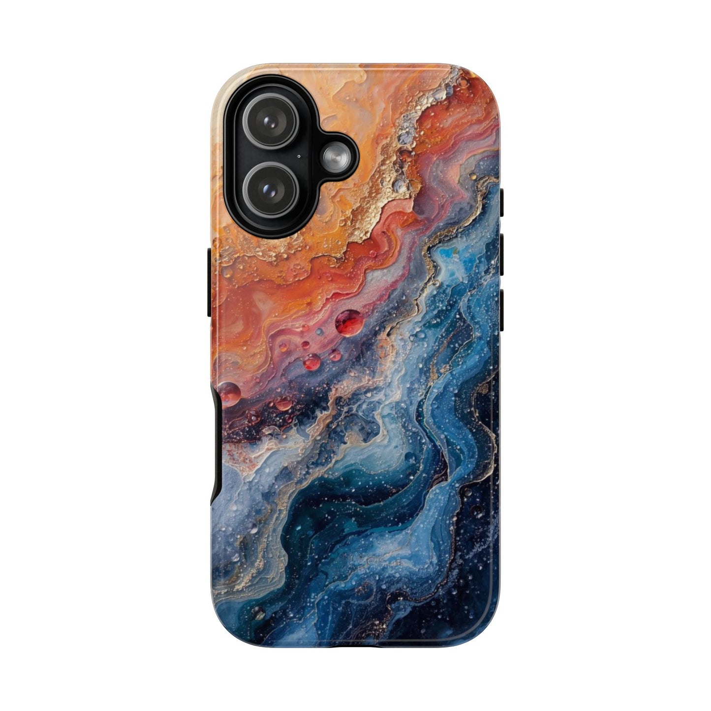 Marbled Galaxy Tough Phone Case — Abstract Blue & Coral Protective Cover