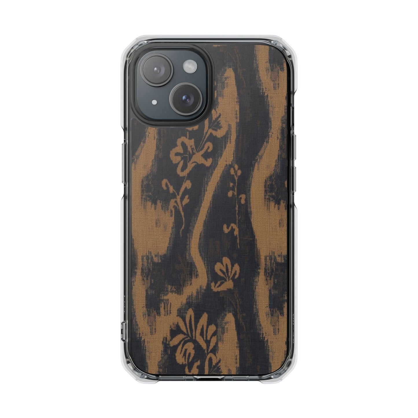 Clear Magnetic Phone Case — Rustic Woodgrain Floral Design