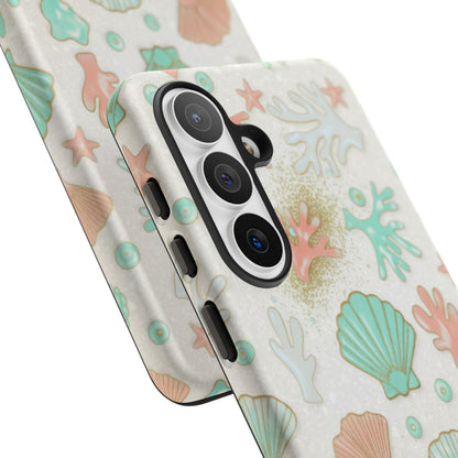 Seashell Coral Phone Case — Pastel Beach Shells Protective Tough Case