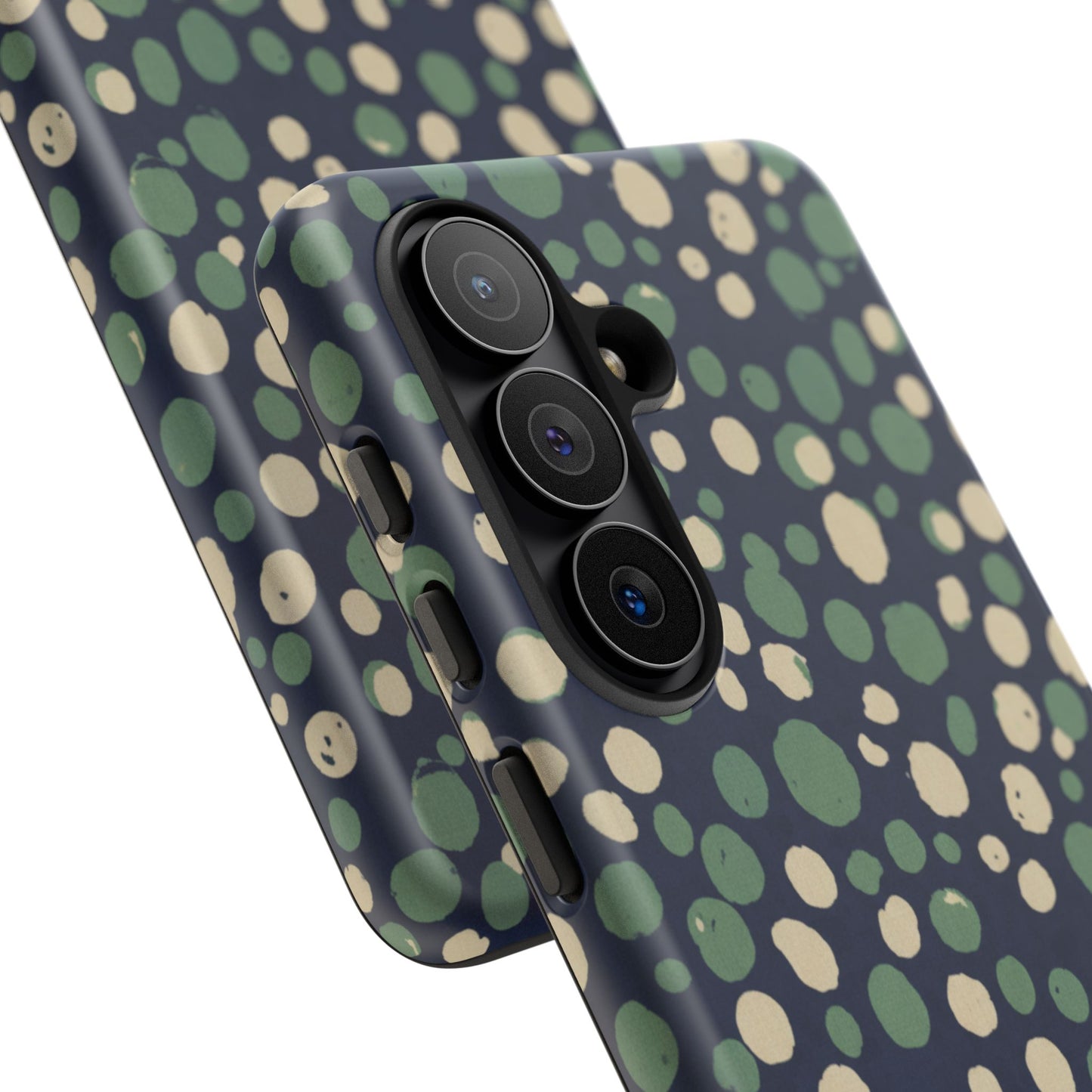 Phone Case - Navy Green Abstract Dot Protective Cover
