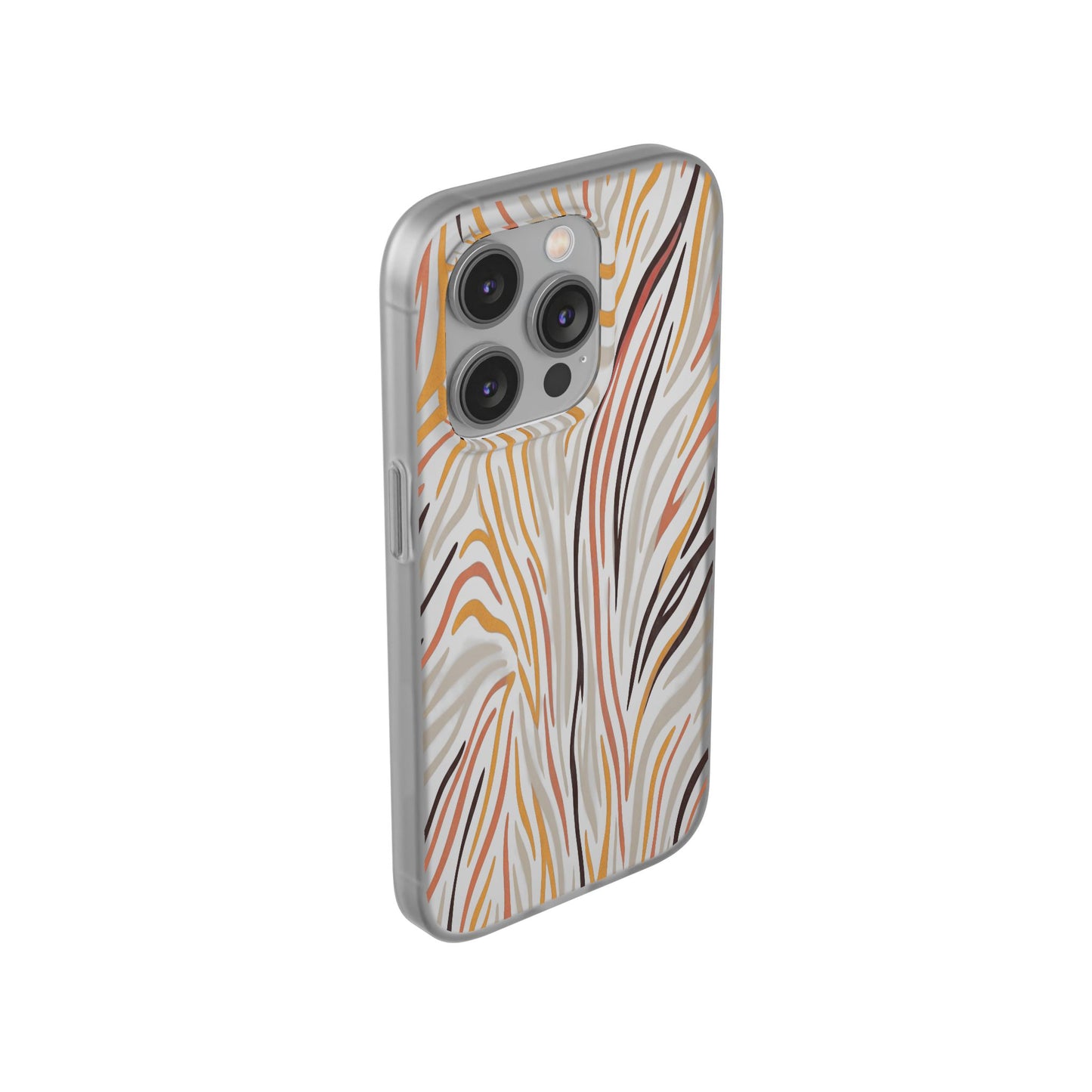Marbled Neutral Stripe Phone Case — Abstract Beige & Terracotta Flexi Case