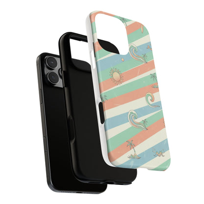 Surf Stripe Tough Phone Case — Retro Beach Waves Pattern