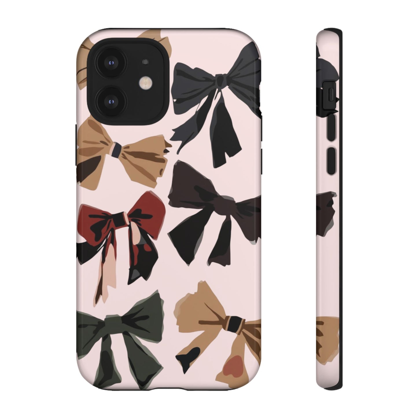 Bow Pattern Phone Case - Pink, Brown & Black Bows Protective Cover