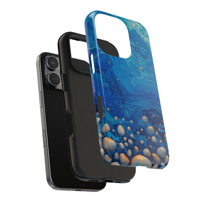 Blue Ocean Pebble Tough Phone Case — Protective Artistic Marble Design