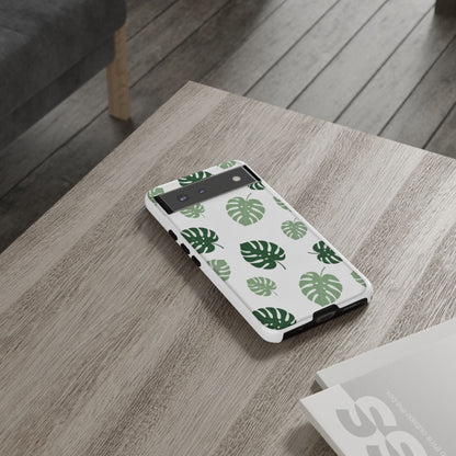 Monstera Leaf Tough Phone Case – Tropical Green Palm Pattern Protective Cover