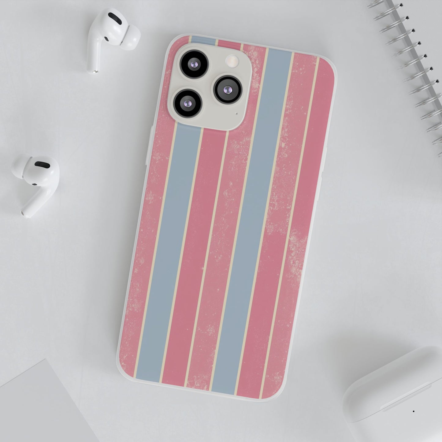 Striped Pink & Blue Phone Case — Retro Pastel Flexi Case