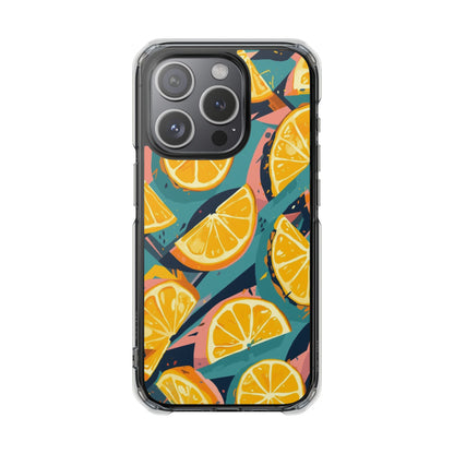 Clear Impact Phone Case — Bright Citrus Slice Pattern, Magnetic Compatible