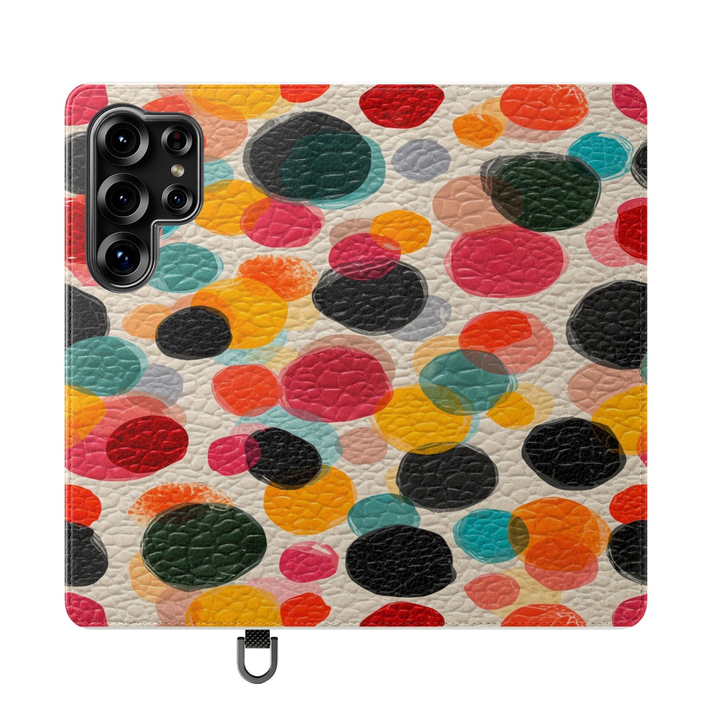 Colorful Confetti Dot Flip Phone Case — Retro Polka Wallet Cover