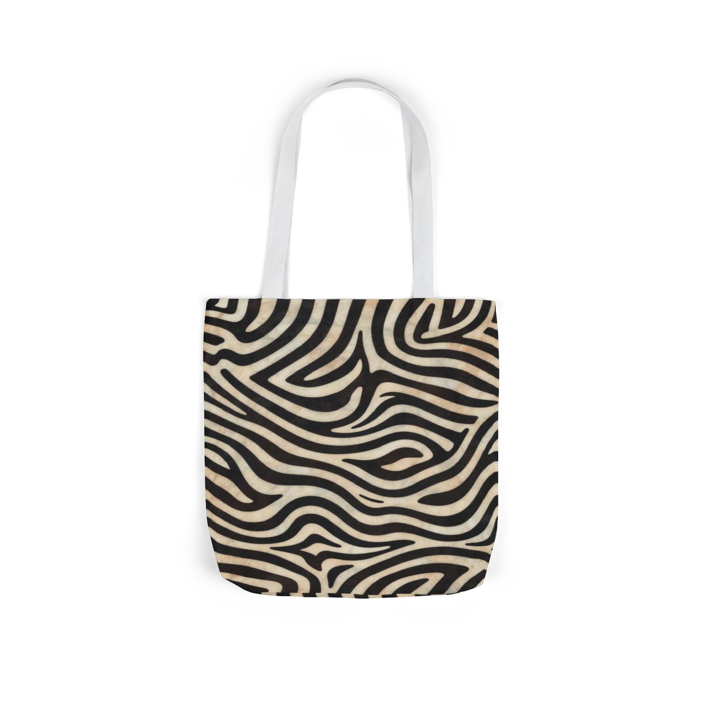Zebra Swirl Canvas Tote Bag — Black & Beige Animal Print Everyday Tote