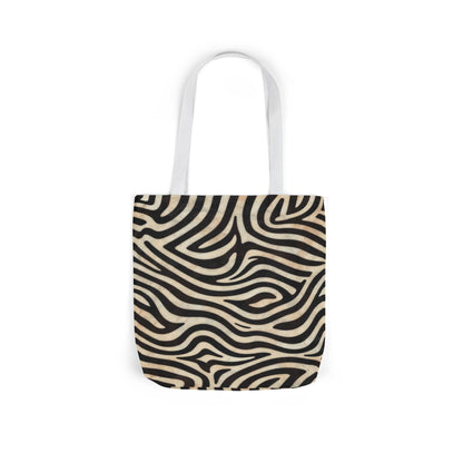 Zebra Swirl Canvas Tote Bag — Black & Beige Animal Print Everyday Tote