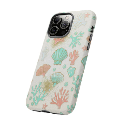 Seashell Coral Phone Case — Pastel Beach Shells Protective Tough Case