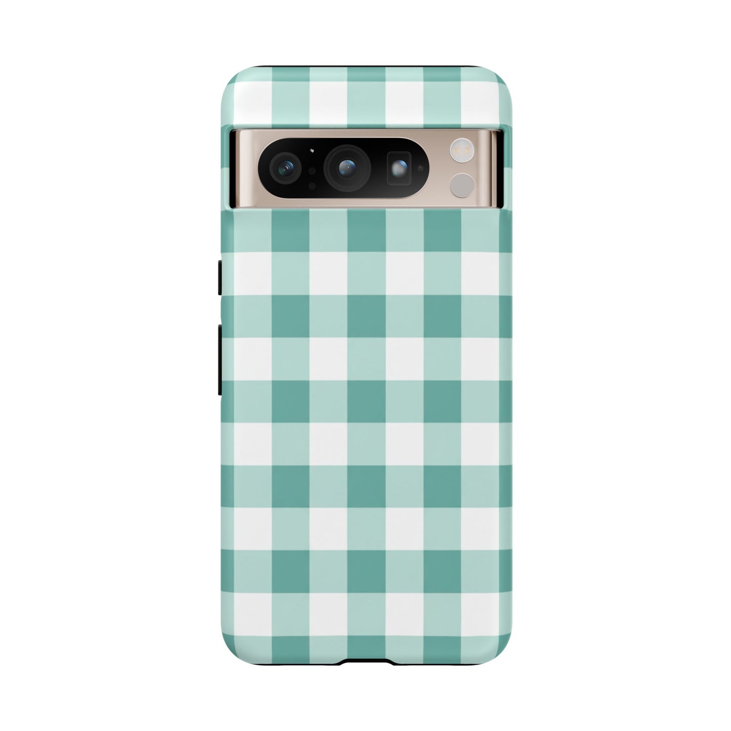 Mint Green Buffalo Check Tough Phone Case — Durable Plaid Protective Cover