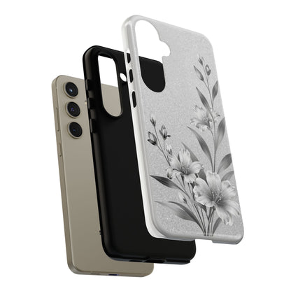 Floral Monochrome Phone Case — Elegant Black & White Lily Design