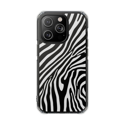 Zebra Print Clear Magnetic Phone Case — Impact-Resistant iPhone Cover