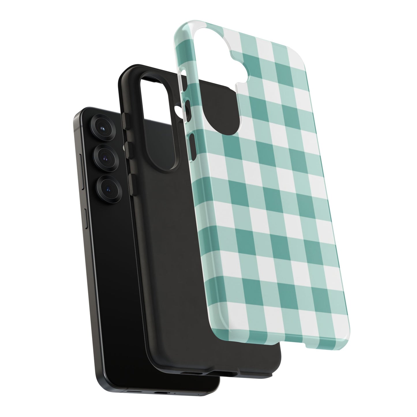 Mint Green Buffalo Check Tough Phone Case — Durable Plaid Protective Cover