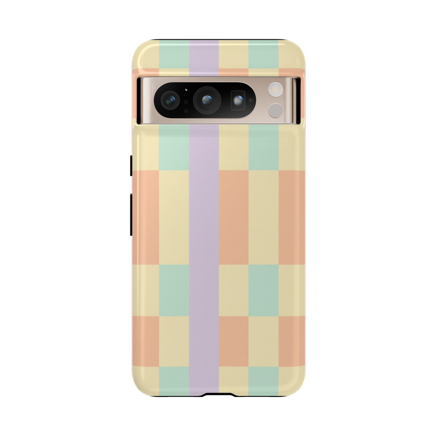 Pastel Checkered Phone Case — Retro Stripe Tough Case