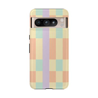 Pastel Checkered Phone Case — Retro Stripe Tough Case