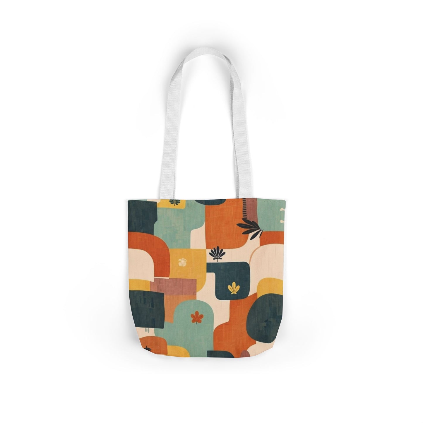 Abstract Retro Shapes Canvas Tote — Colorful Geometric Eco Bag