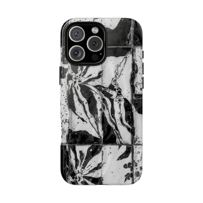 Monochrome Tile Floral Tough Phone Case