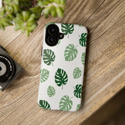 Monstera Leaf Phone Case — Tropical Green Pattern Tough Case