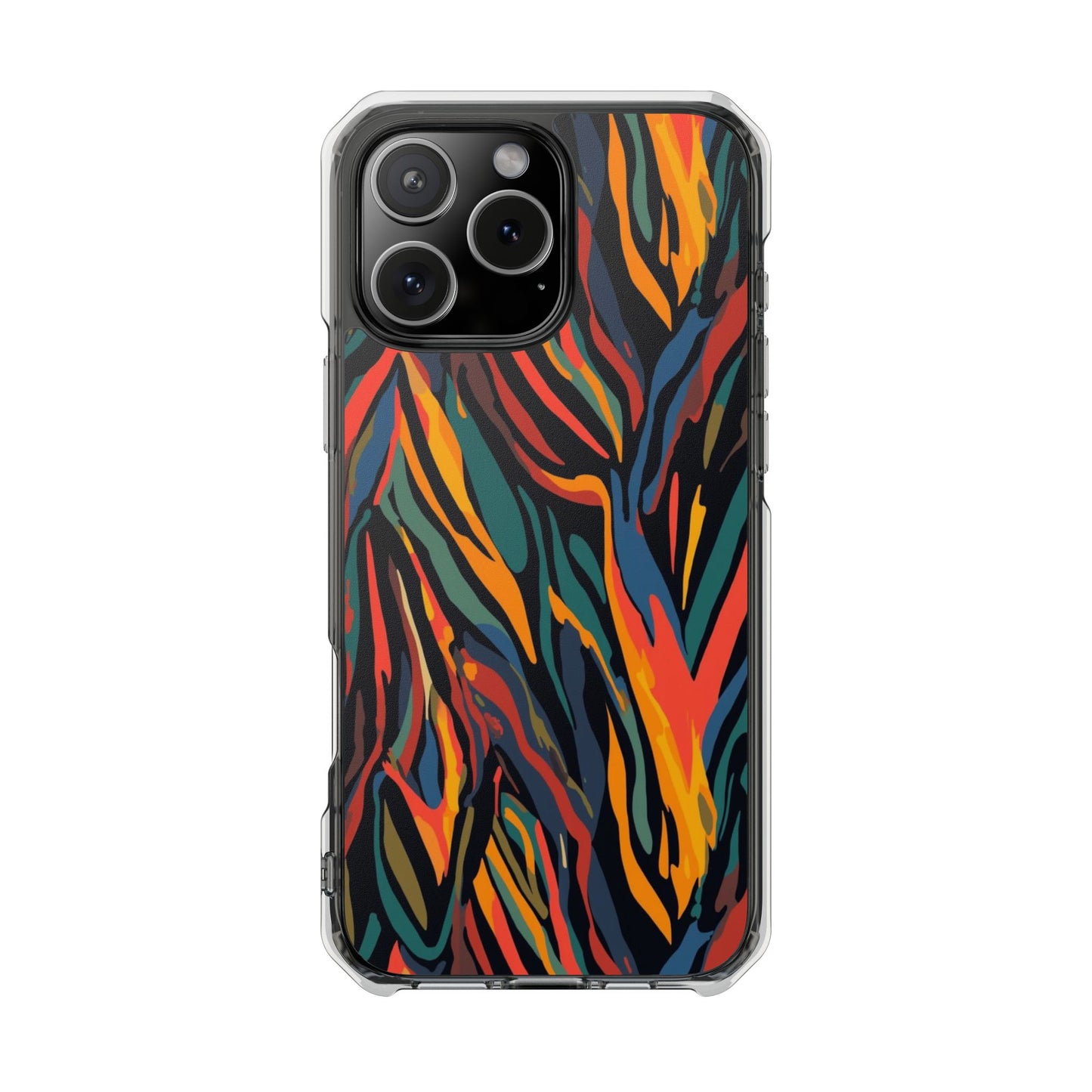 Clear Magnetic Phone Case — Abstract Flame Zebra Art