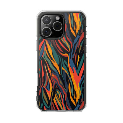 Clear Magnetic Phone Case — Abstract Flame Zebra Art