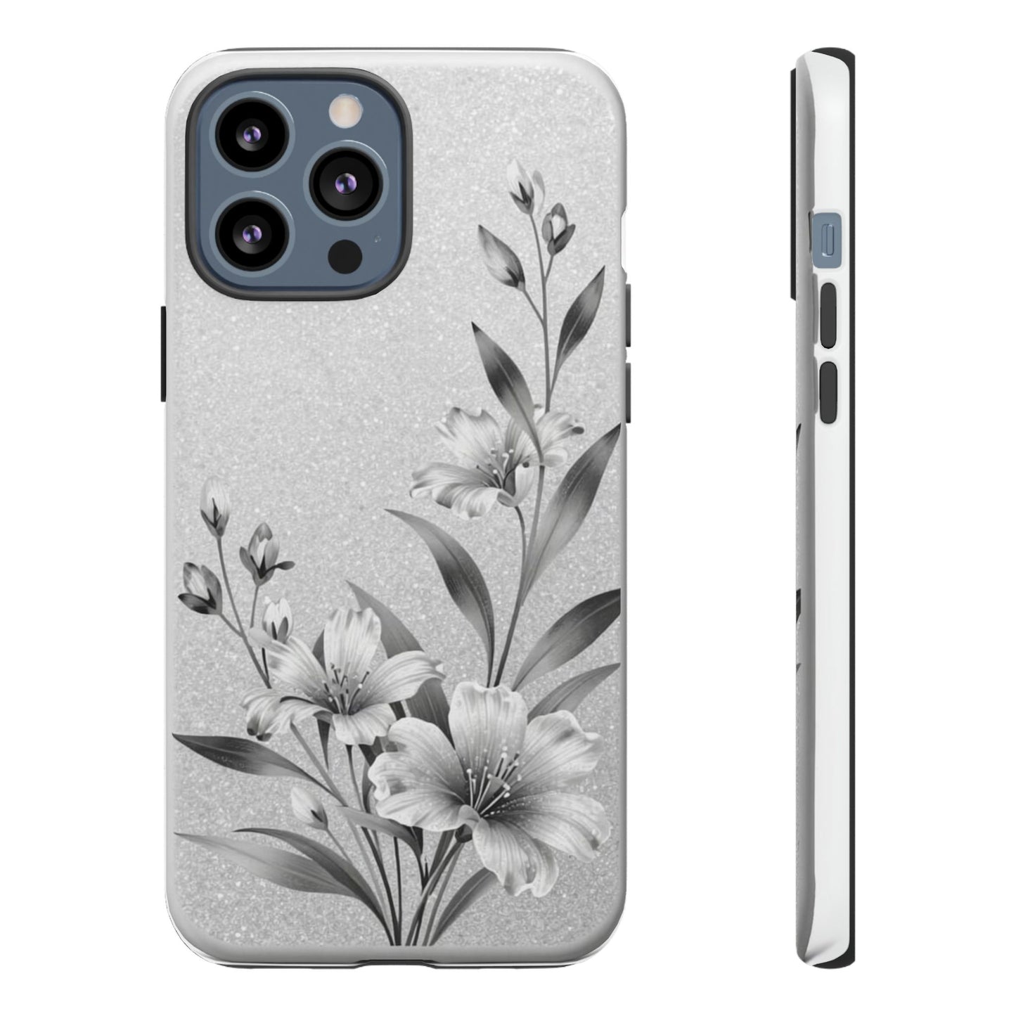 Floral Monochrome Phone Case — Elegant Black & White Lily Design