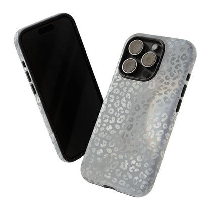 Grey Leopard Print Tough Phone Case — Durable Protective iPhone Cover