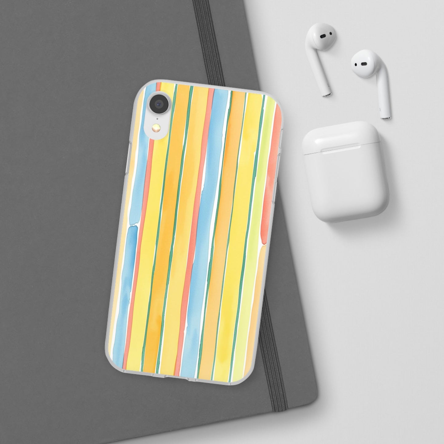 Watercolor Stripe Phone Case — Bright Pastel Vertical Stripes Protective Flexi Case