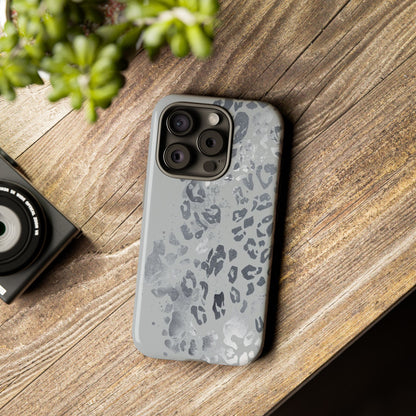 Gray Leopard Print Tough Phone Case