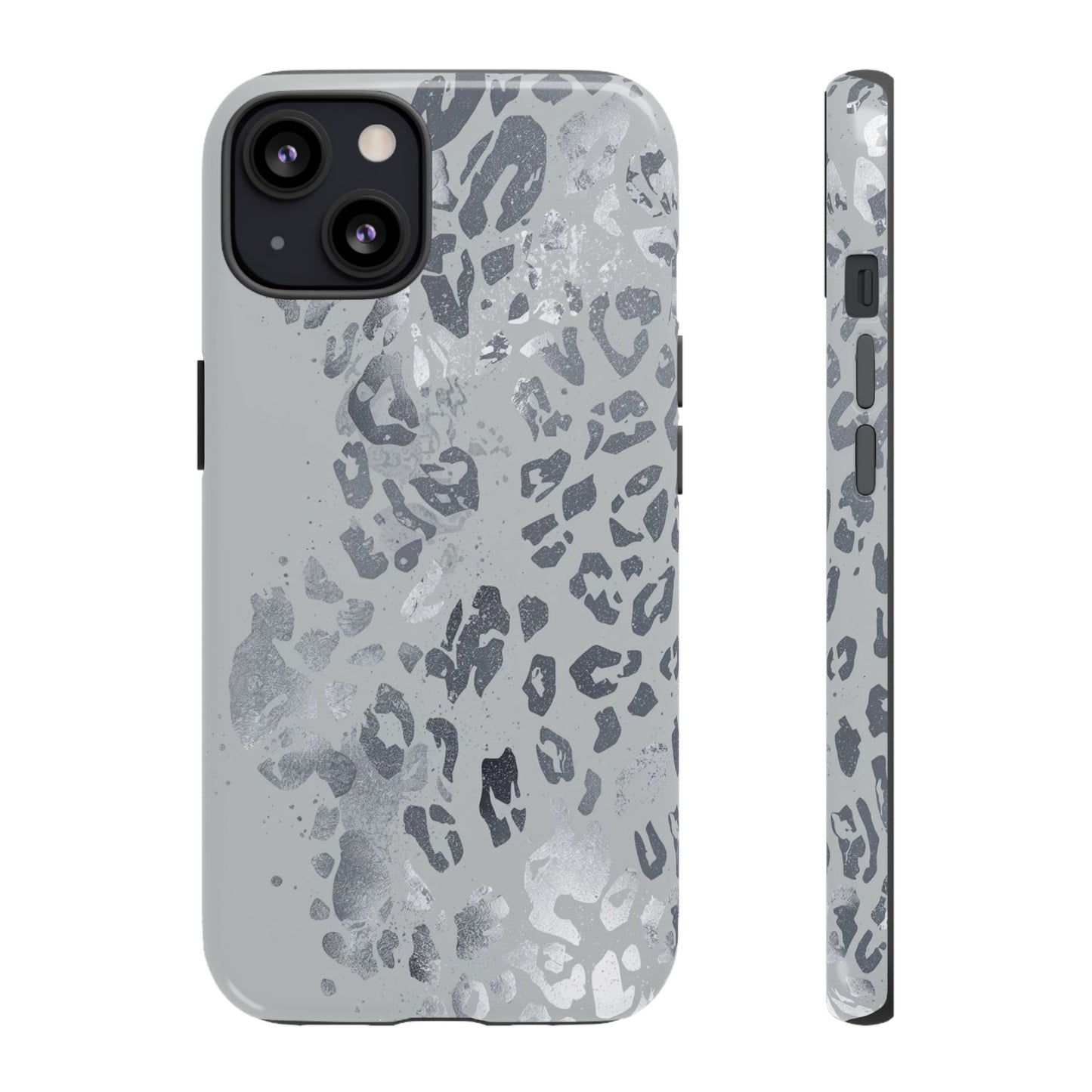 Gray Leopard Print Tough Phone Case