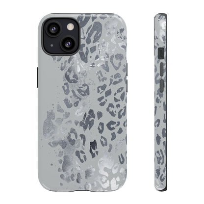 Gray Leopard Print Tough Phone Case