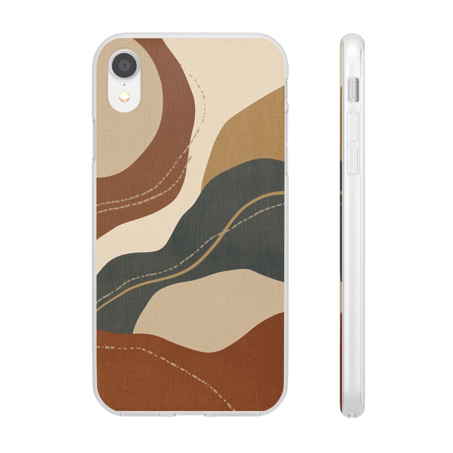 Abstract Earth Tone Phone Case — Boho Wavy Flexi Case
