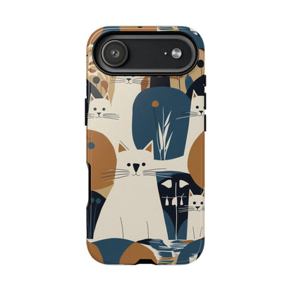 Cat Pattern Phone Case – Retro Abstract Cats Protective iPhone Cover