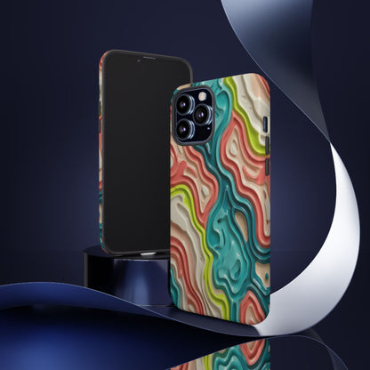 Abstract Contour Phone Case — Colorful Topographic Pattern Tough Case