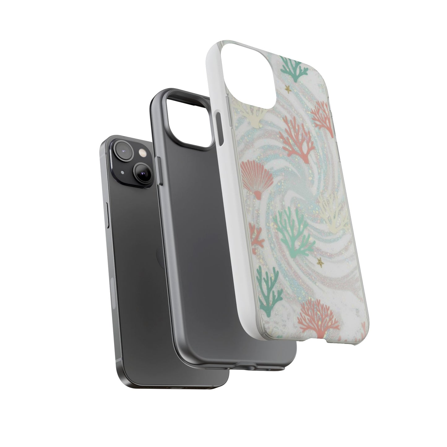 Seafoam Coral Tough Phone Case - Pastel Ocean Wave Design
