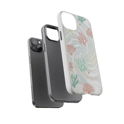 Seafoam Coral Tough Phone Case - Pastel Ocean Wave Design