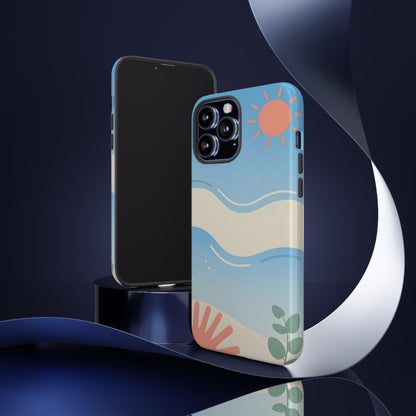 Beach Waves Tough Phone Case — Summer Sun & Seashell Protective Cover